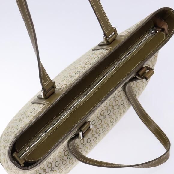 CELINE C Macadam Canvas Tote Bag Khaki Silver - Picture 6 of 13
